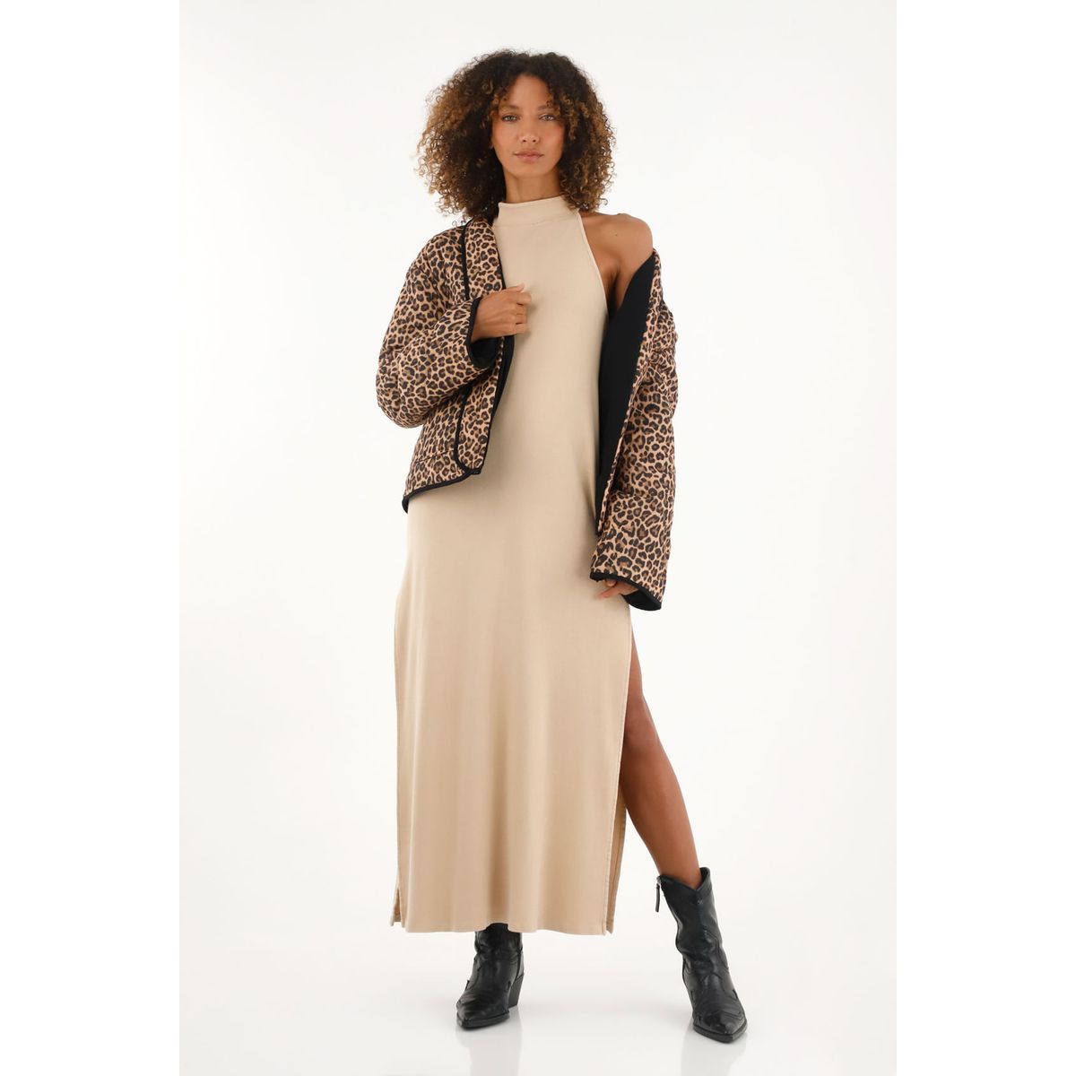 TENNIS - Vestido crudo largo con aberturas en costados para mujer