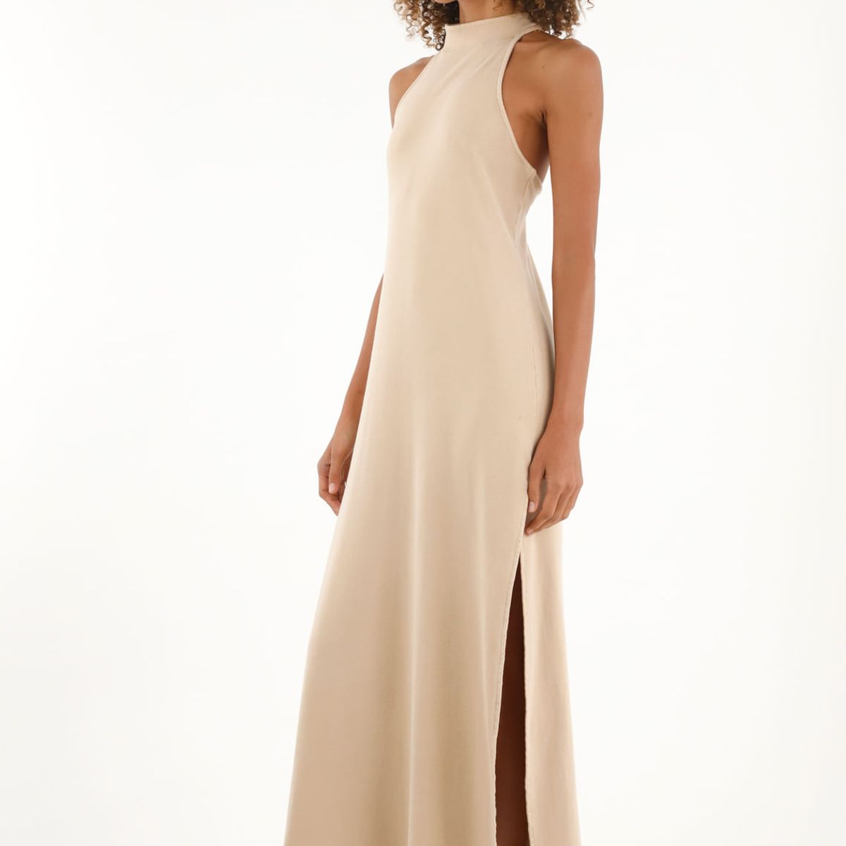 TENNIS - Vestido crudo largo con aberturas en costados para mujer