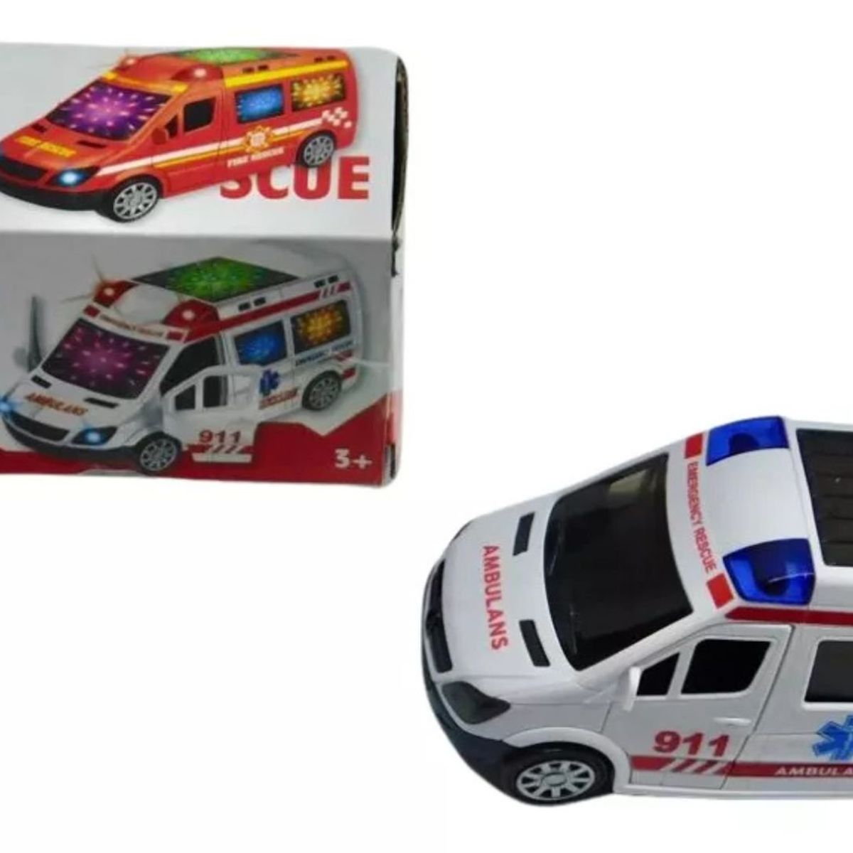 MAZUGI - Ambulancia Luces Sonido Movimiento Juguete Camioneta