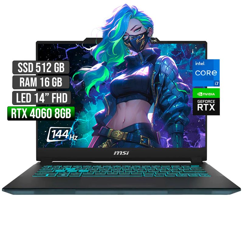 MSI - MSI CYBORG INTEL CORE I7-13620H RTX 4060 8GB SSD 512GB RAM 16GB LED 14" FHD 144Hz