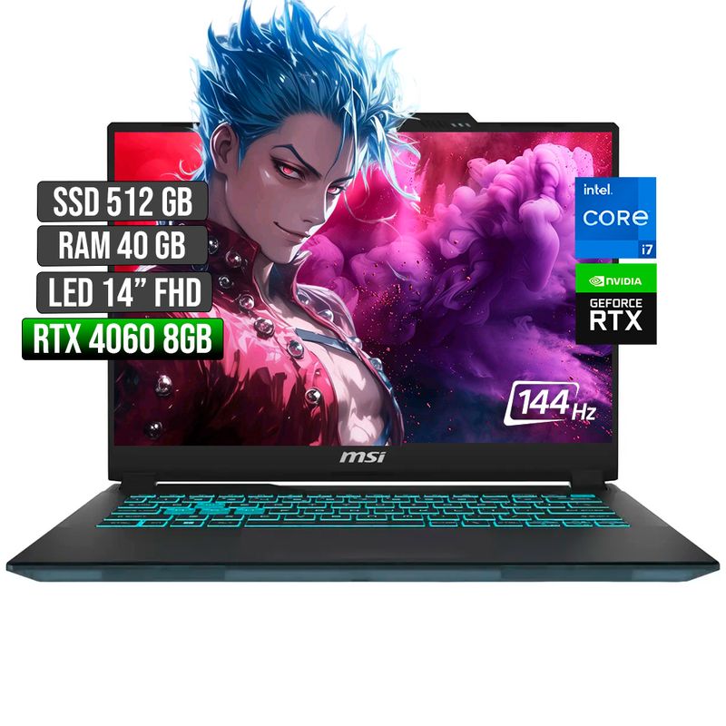 MSI - MSI CYBORG INTEL CORE I7-13620H RTX 4060 8GB SSD 512GB RAM 40GB LED 14" FHD 144Hz