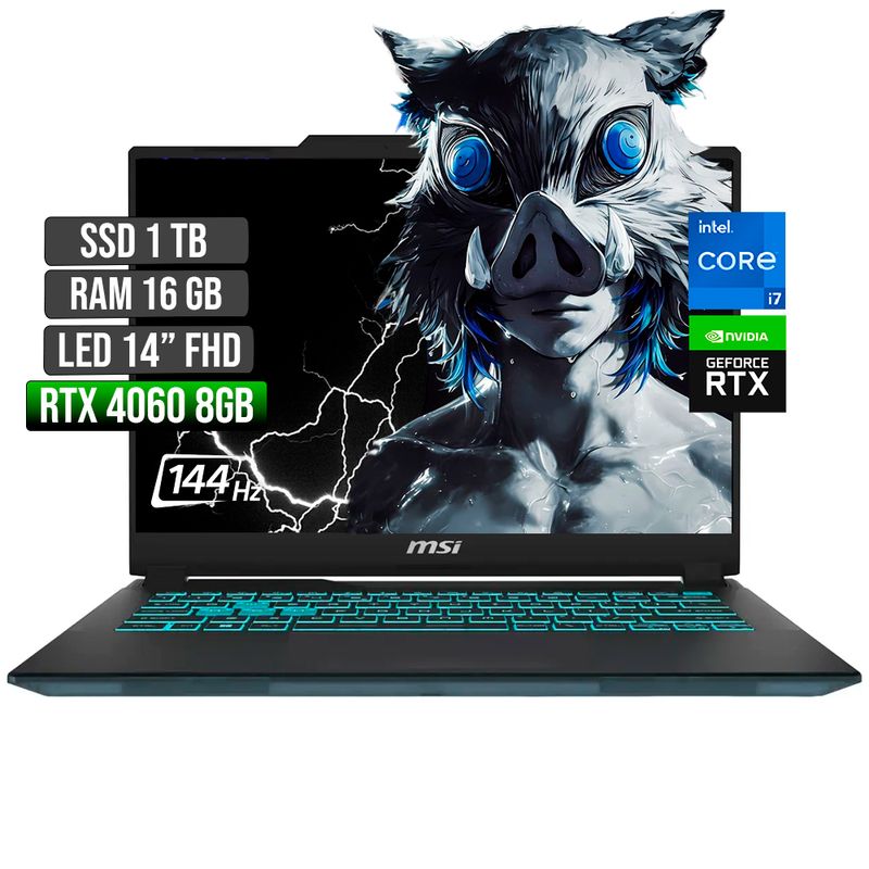 MSI - MSI CYBORG INTEL CORE I7-13620H RTX 4060 8GB SSD 1TB RAM 16GB LED 14" FHD 144Hz