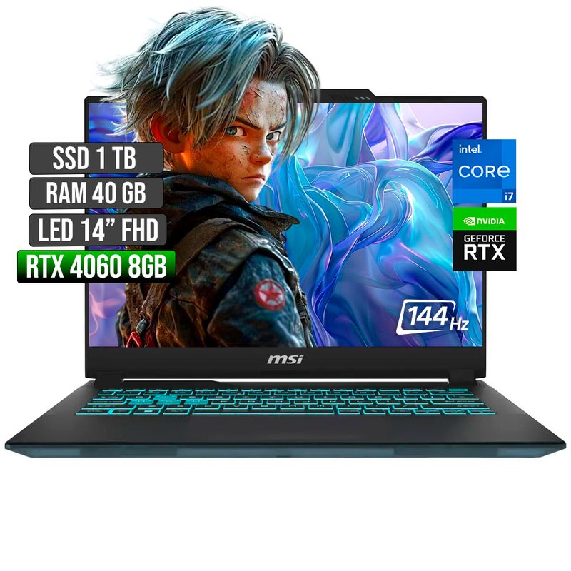 MSI - Portátil Gamer MSI Intel Core I7 RTX 4060 40GB RAM 1TB SSD