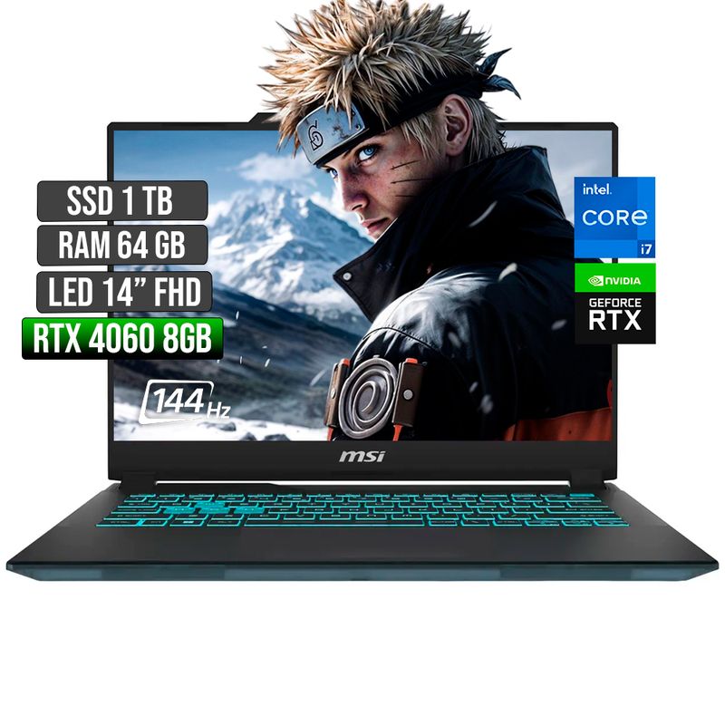 MSI - MSI CYBORG INTEL CORE I7-13620H RTX 4060 8GB SSD 1TB RAM 64GB LED 14" FHD 144Hz