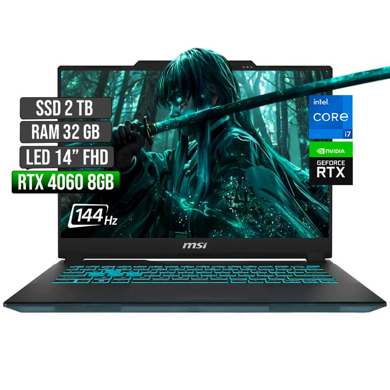 MSI - MSI CYBORG INTEL CORE I7-13620H RTX 4060 8GB SSD 2TB RAM 32GB LED 14" FHD 144Hz