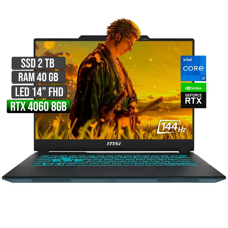MSI - MSI CYBORG INTEL CORE I7-13620H RTX 4060 8GB SSD 2TB RAM 40GB LED 14" FHD 144Hz