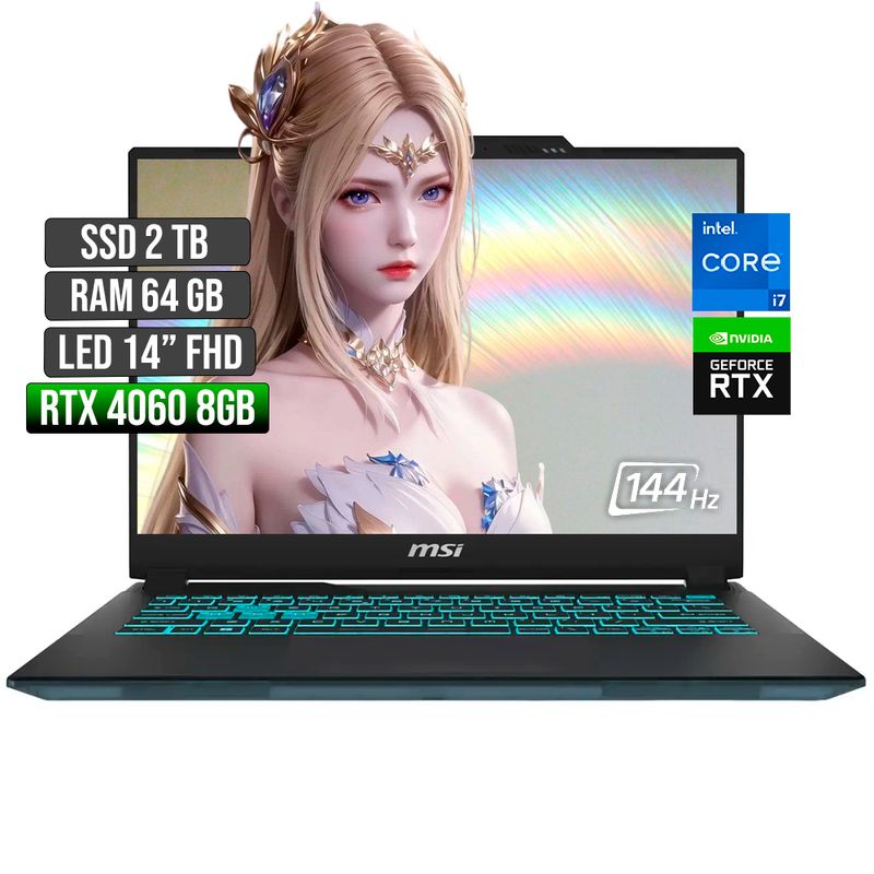 MSI - Portátil Gamer MSI Intel Core I7 RTX 4060 64GB RAM 2TB SSD