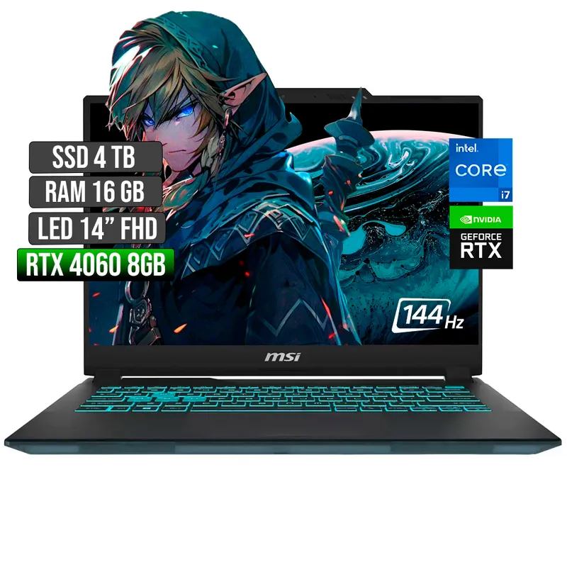 MSI - MSI CYBORG INTEL CORE I7-13620H RTX 4060 8GB SSD 4TB RAM 16GB LED 14" FHD 144Hz