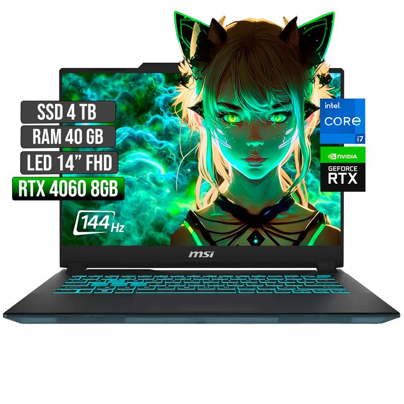 MSI - MSI CYBORG INTEL CORE I7-13620H RTX 4060 8GB SSD 4TB RAM 40GB LED 14" FHD 144Hz