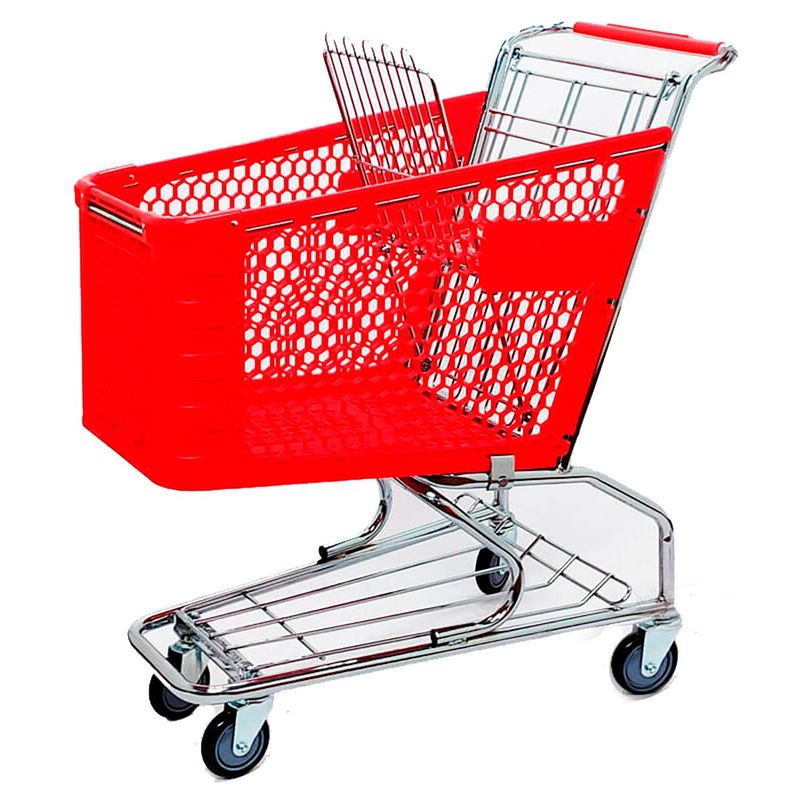 GENERICO - Carro para Supermercado Canasta Plástica  rojo