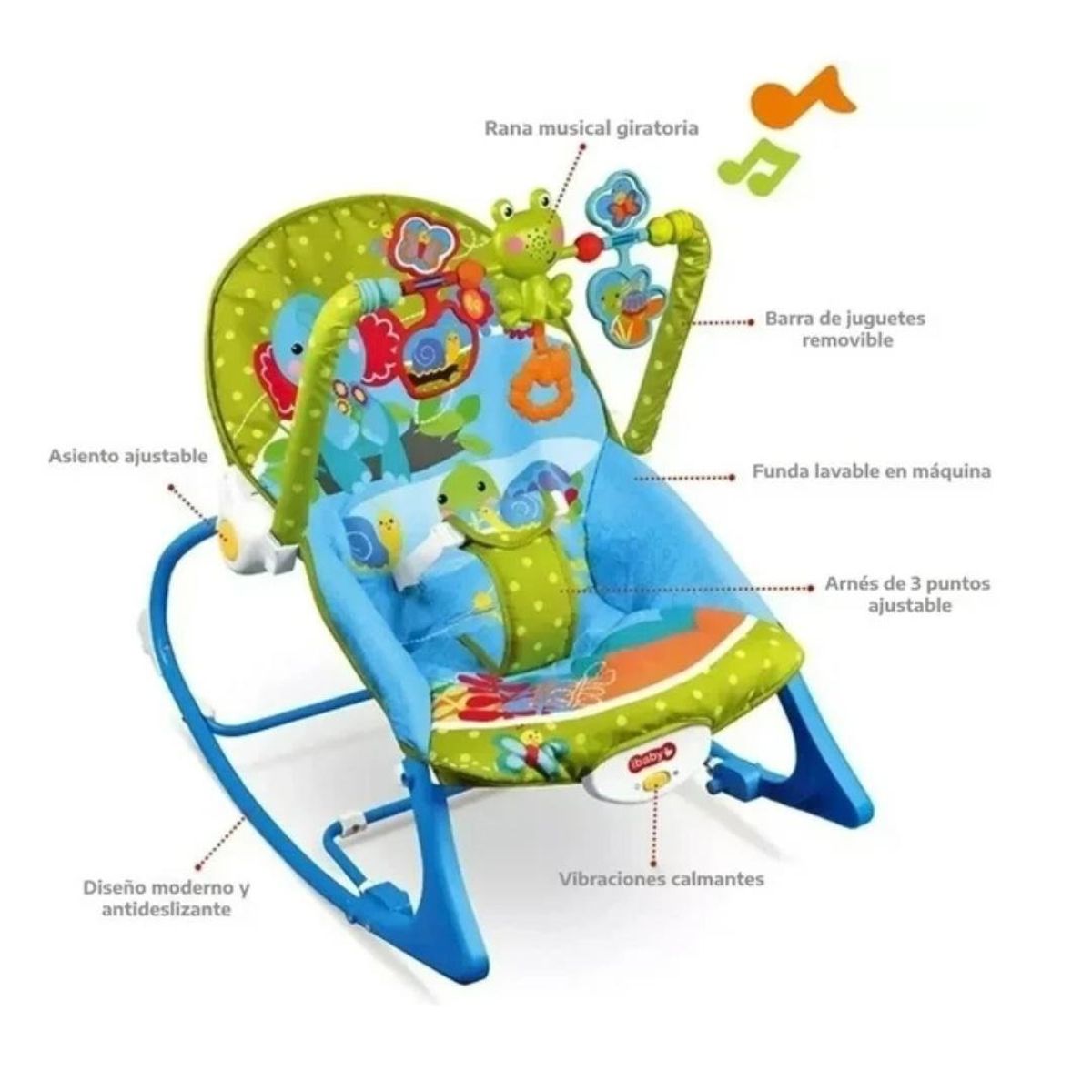 MAXIBABY - Silla Mecedora Vibradora Crececonmigo Musical Para Bebe
