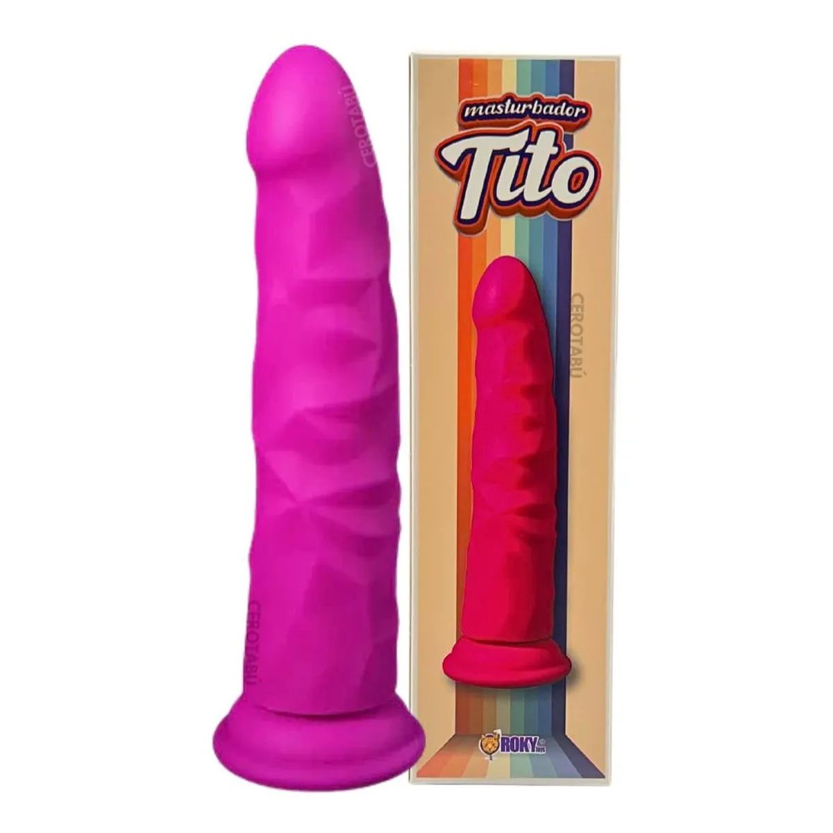 GENERICO - Dildo Pene Texturizado Silicona Biomédica Adherente 17cm Fucsia