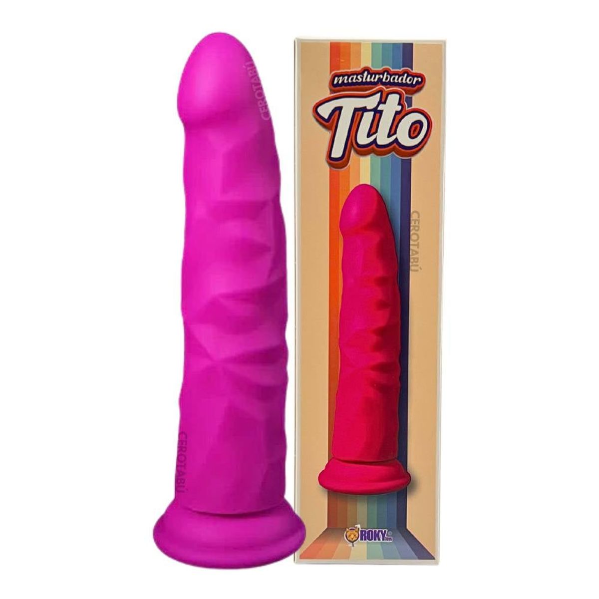 GENERICO - Dildo Pene Texturizado Silicona Biomédica Adherente 17cm Fucsia