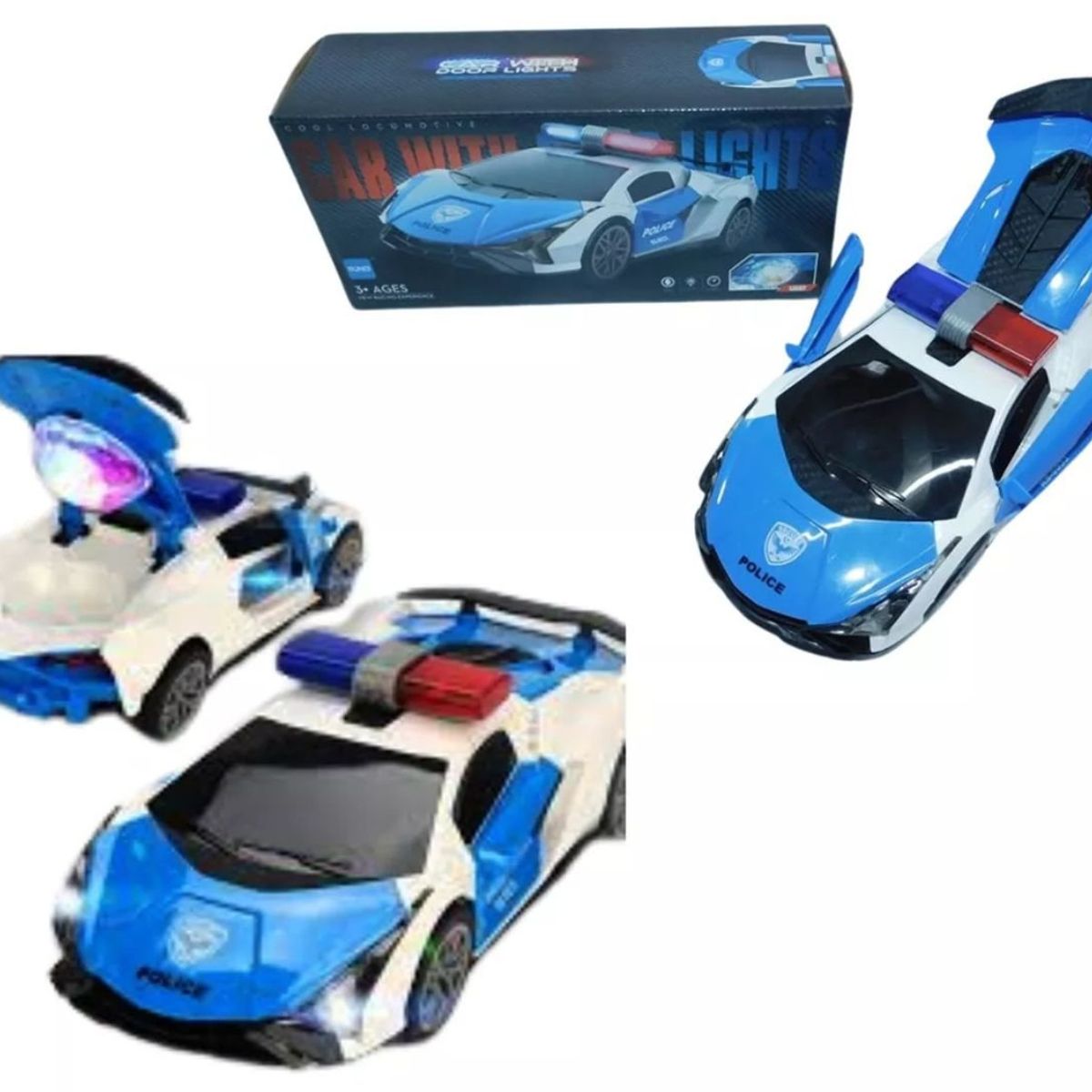 MAZUGI - Carro Police Auto Coche Regalo Abre Puertas Luces Movimineto