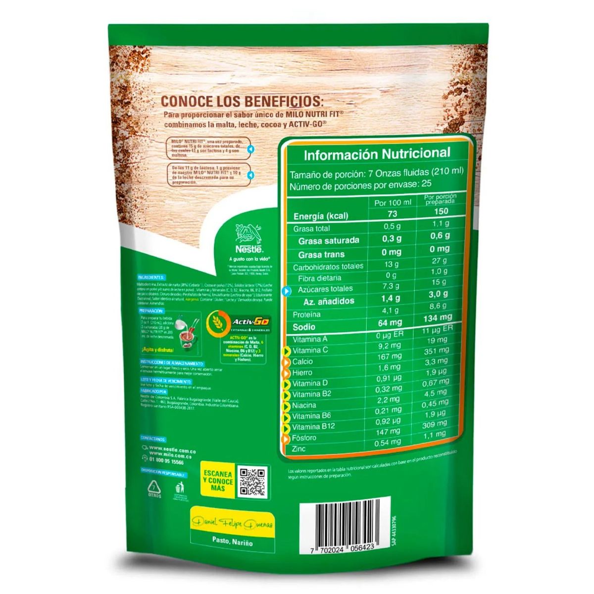 MILO - Milo en Polvo Activ-go Bajo en Azúcar 500g Doypack