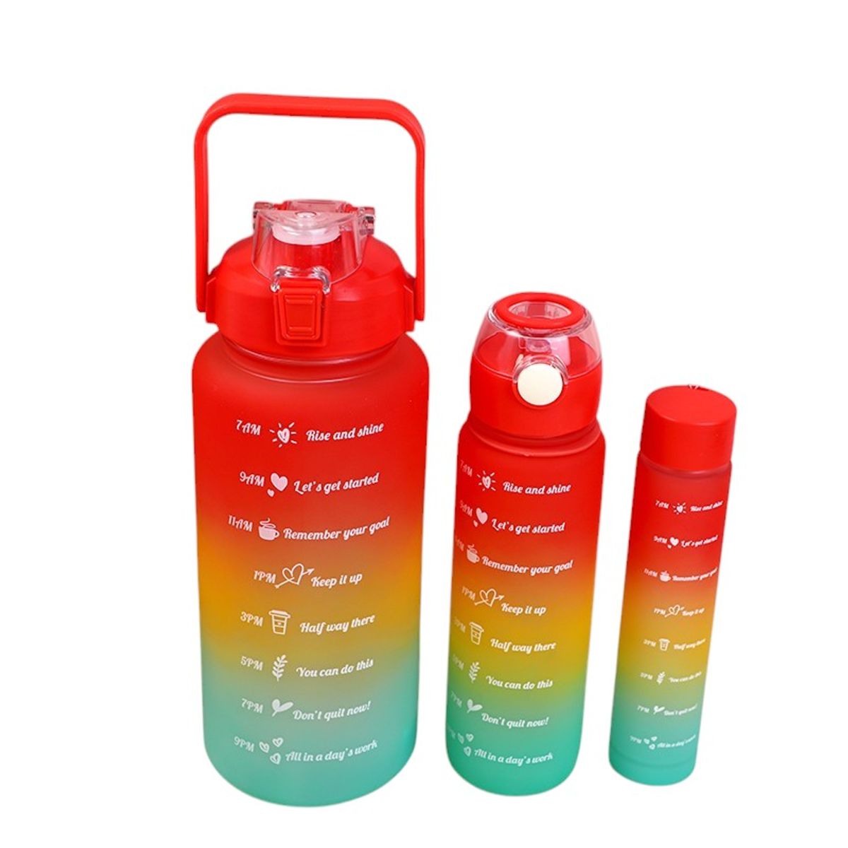 YOYOSO - SET DE 3 TERMOS DEGRADADO PLASTICO ROJO-AMARILLO-AZUL-DEGRADADO