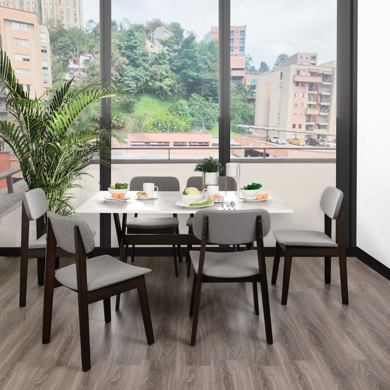 MUEBLES FIOTTI - Juego de Comedor 6 puestos Camel Edune