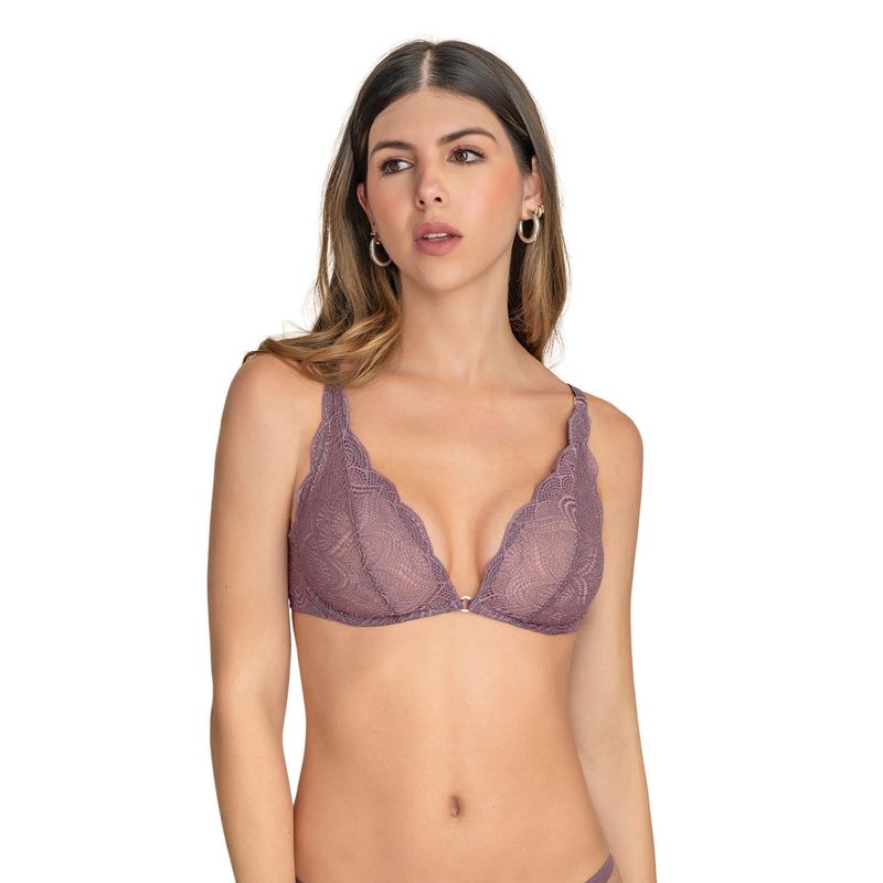 LEONISA - Bralette en encaje con transparencias y arco
