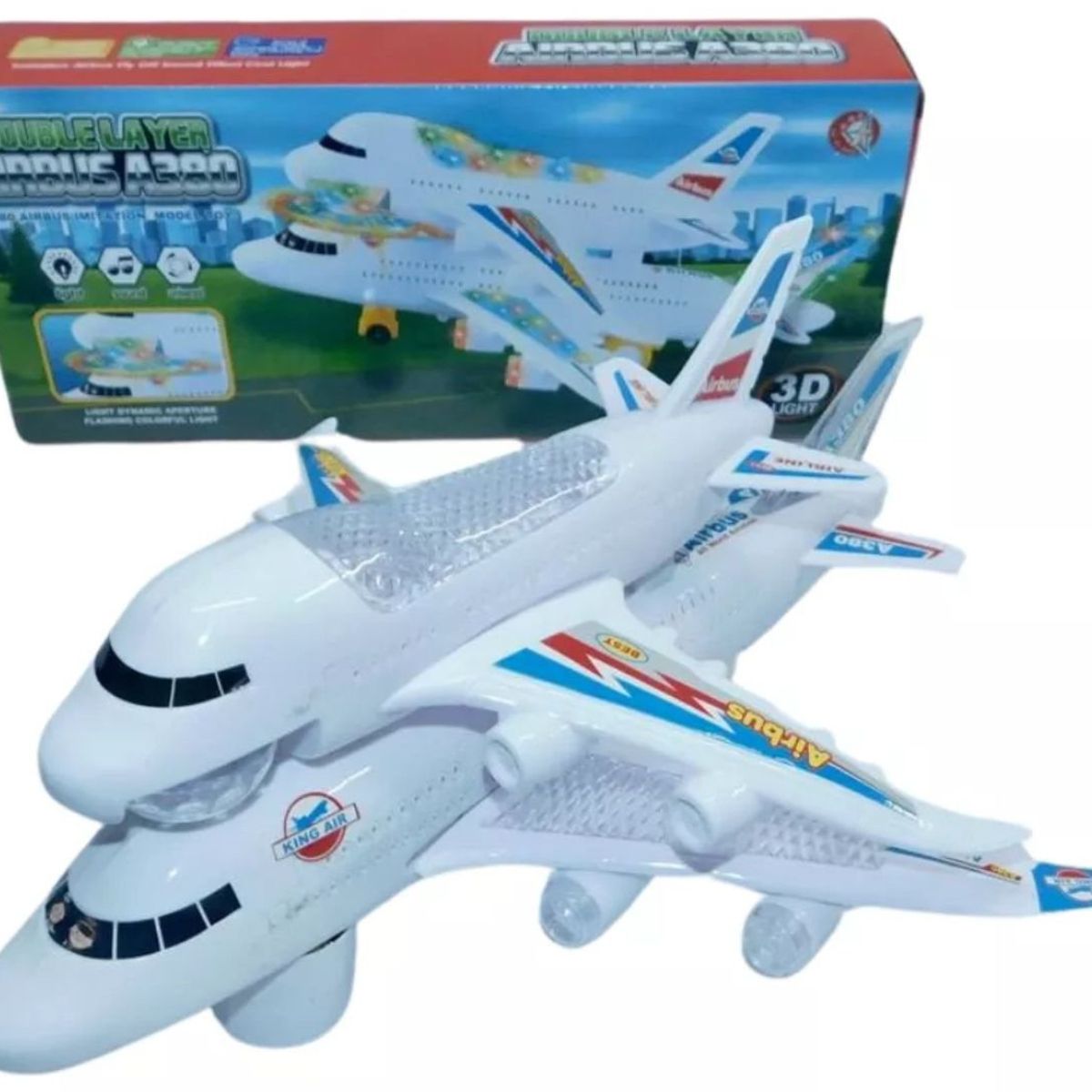 MAZUGI - Helicóptero Avión Juguete Con Luces Sonido Movimiento Niños