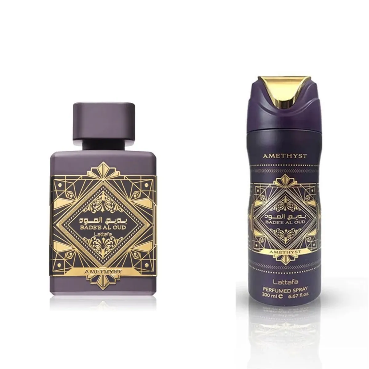LATTAFA - Perfume Badee Al Oud Amethyst 100ml + Body Spray 200ml