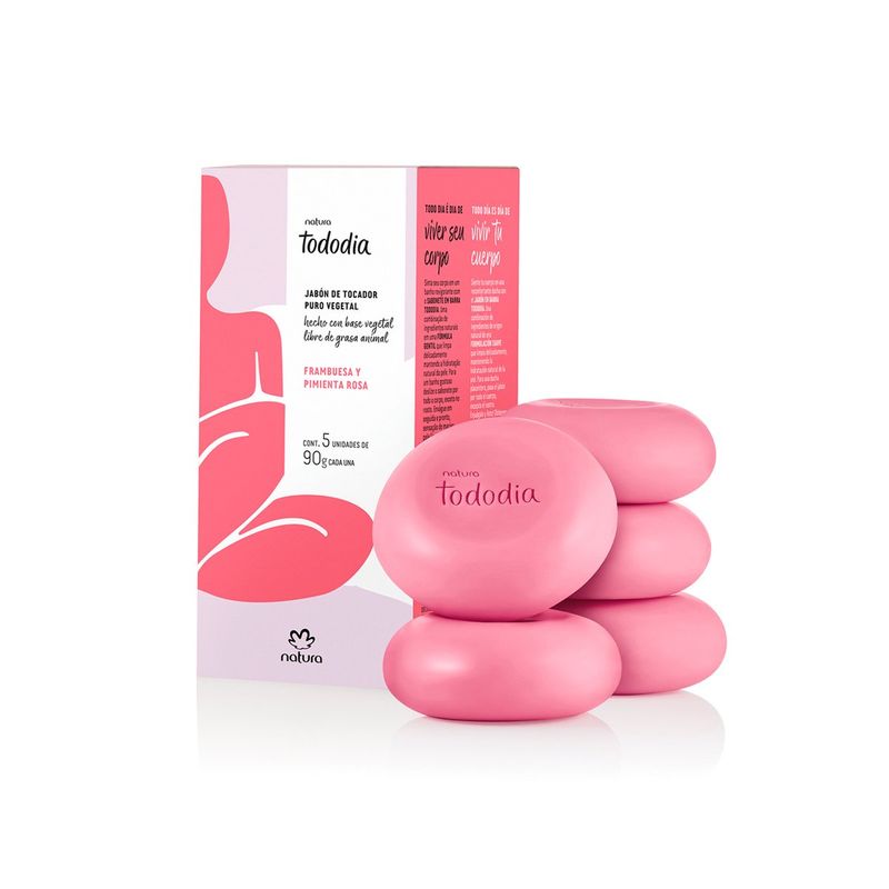 NATURA - Jabón en barra frambuesa y pimienta rosa x 5 unidades