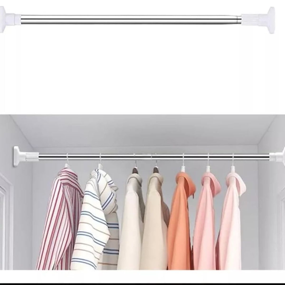 GENERICO - Tubo para ropa,cortina, barra expandible 90 cm -160 cm