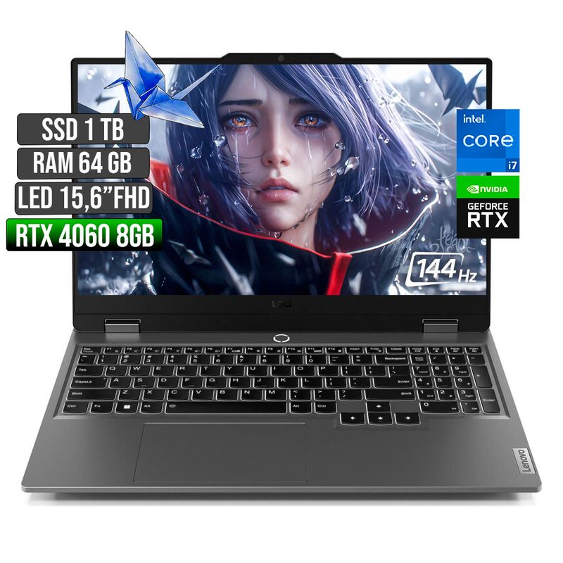 LENOVO - LENOVO LOQ INTEL CORE I7-13650HX RTX 4060 8GB SSD 1TB RAM 64GB LED 15,6" FHD 144Hz