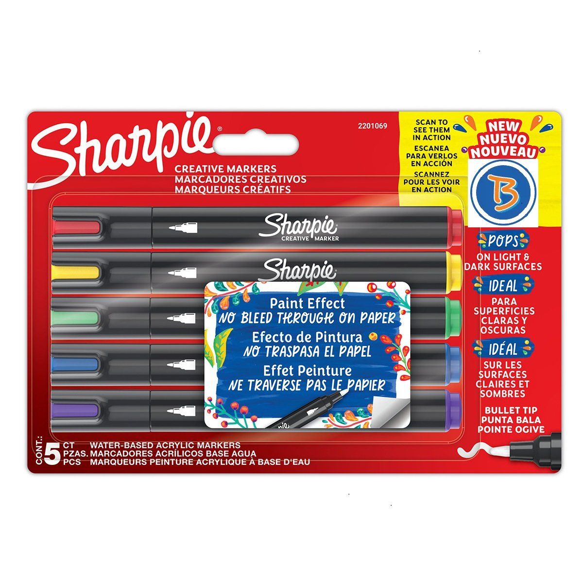 SHARPIE - Marcadores Acrílicos Sharpie Punta Bala X5 Unds
