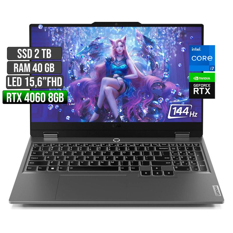 LENOVO - LENOVO LOQ INTEL CORE I7-13650HX RTX 4060 8GB SSD 2TB RAM 40GB LED 15,6" FHD 144Hz
