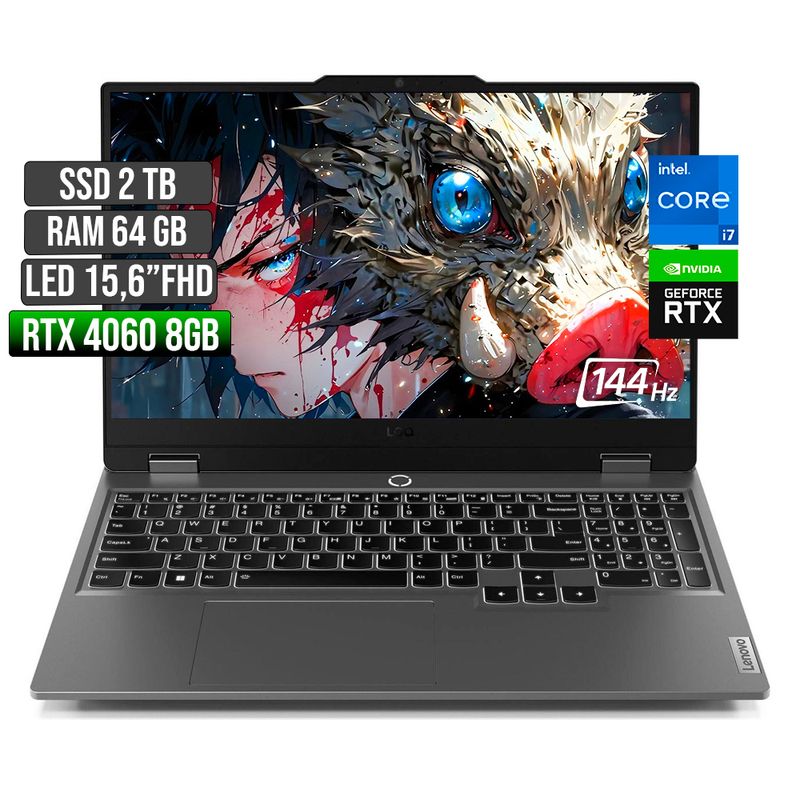 LENOVO - LENOVO LOQ INTEL CORE I7-13650HX RTX 4060 8GB SSD 2TB RAM 64GB LED 15,6" FHD 144Hz