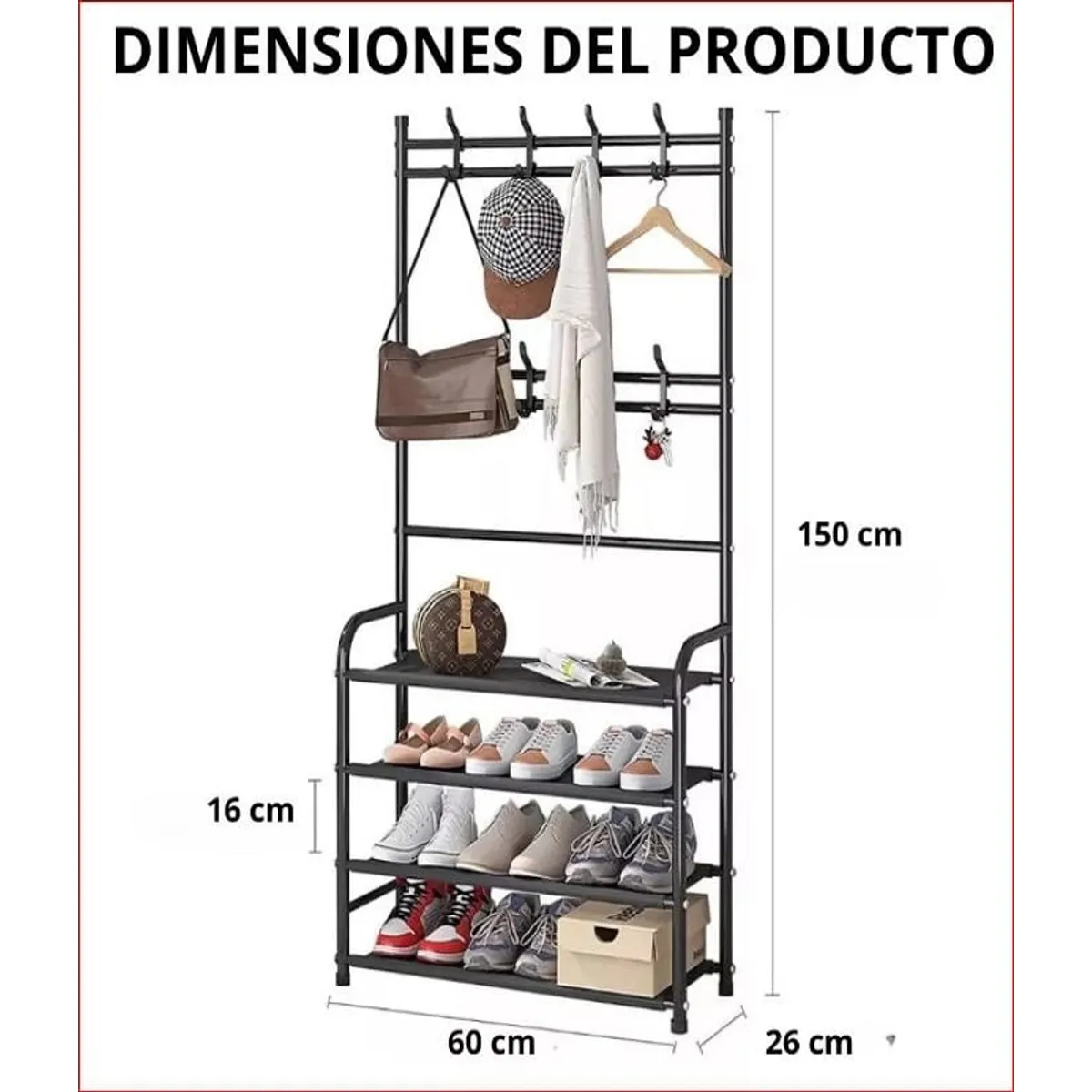 CHINA GLAZE - Zapatero Perchero Multifuncional 4 Niveles Organizador Hoga