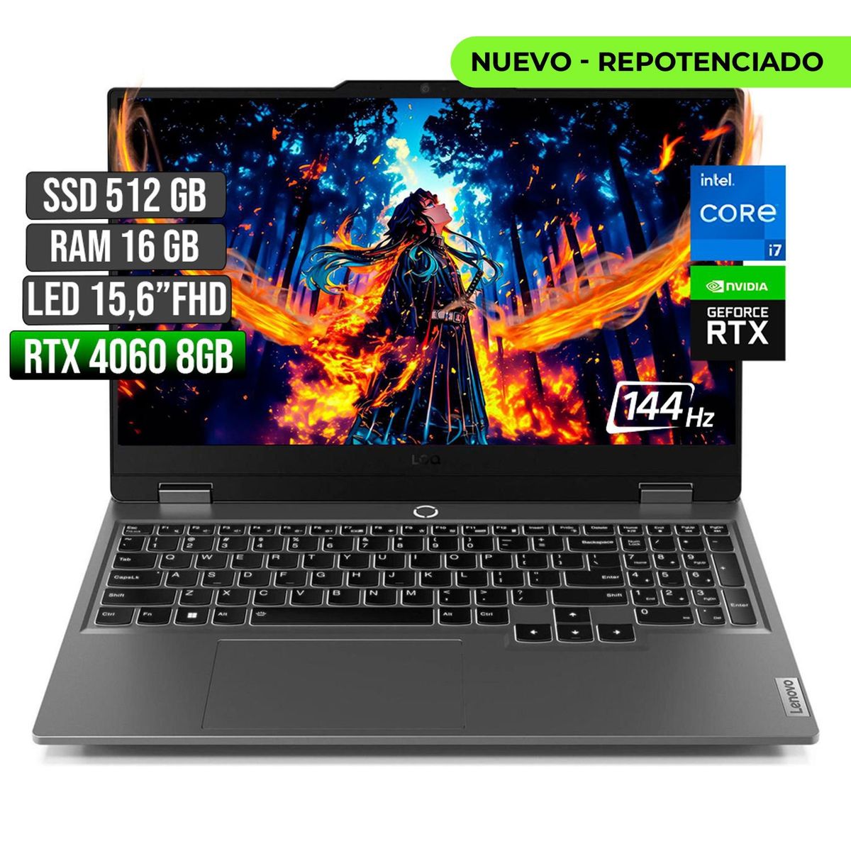 LENOVO - Portátil Gamer Lenovo LOQ Intel Core i7 RTX 4060 16GB 512GB