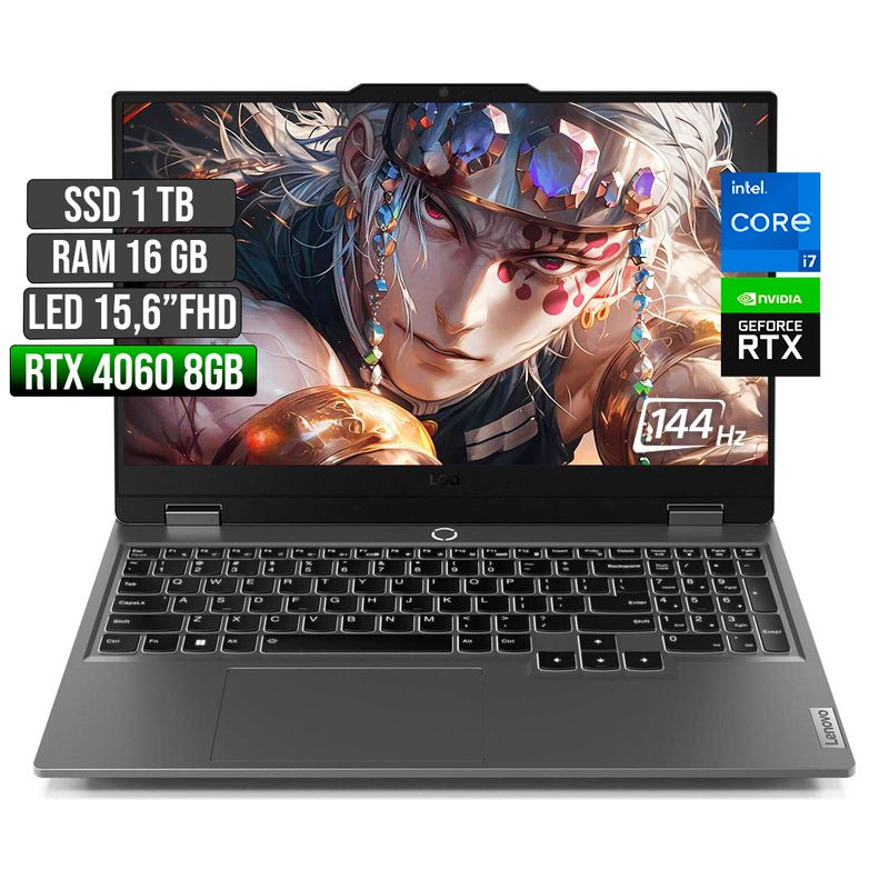 LENOVO - LENOVO LOQ INTEL CORE I7-13650HX RTX 4060 8GB SSD 1TB RAM 16GB LED 15,6" FHD 144Hz