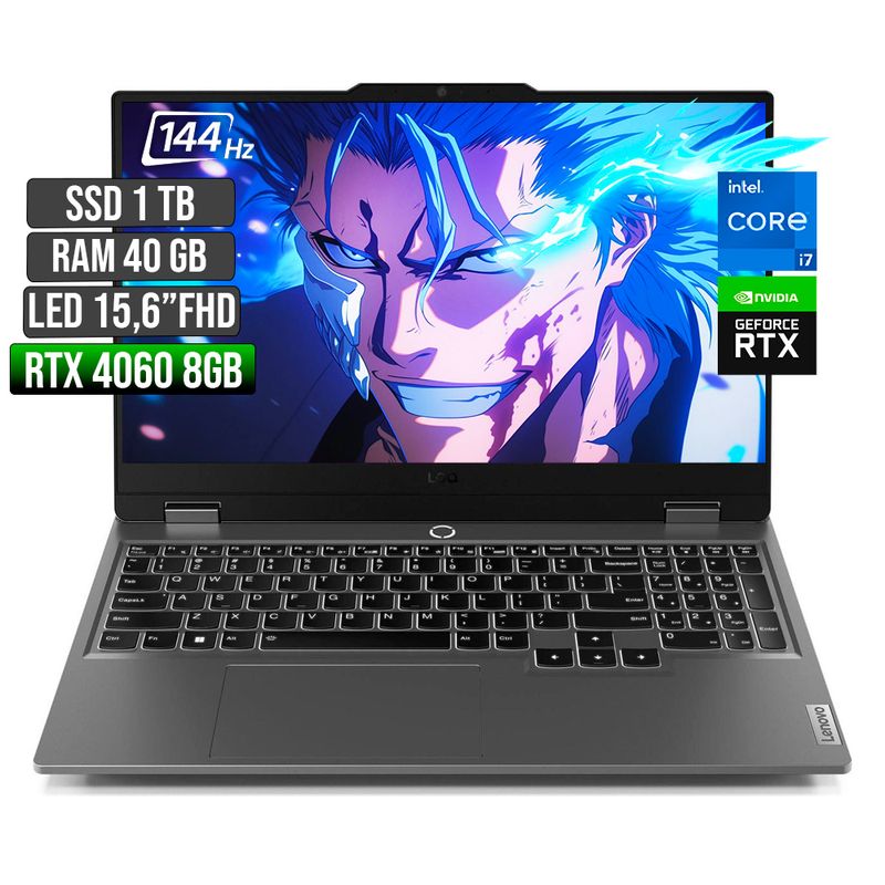 LENOVO - LENOVO LOQ INTEL CORE I7-13650HX RTX 4060 8GB SSD 1TB RAM 40GB LED 15,6" FHD 144Hz