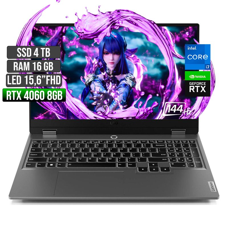 LENOVO - LENOVO LOQ INTEL CORE I7-13650HX RTX 4060 8GB SSD 4TB RAM 16GB LED 15,6" FHD 144Hz