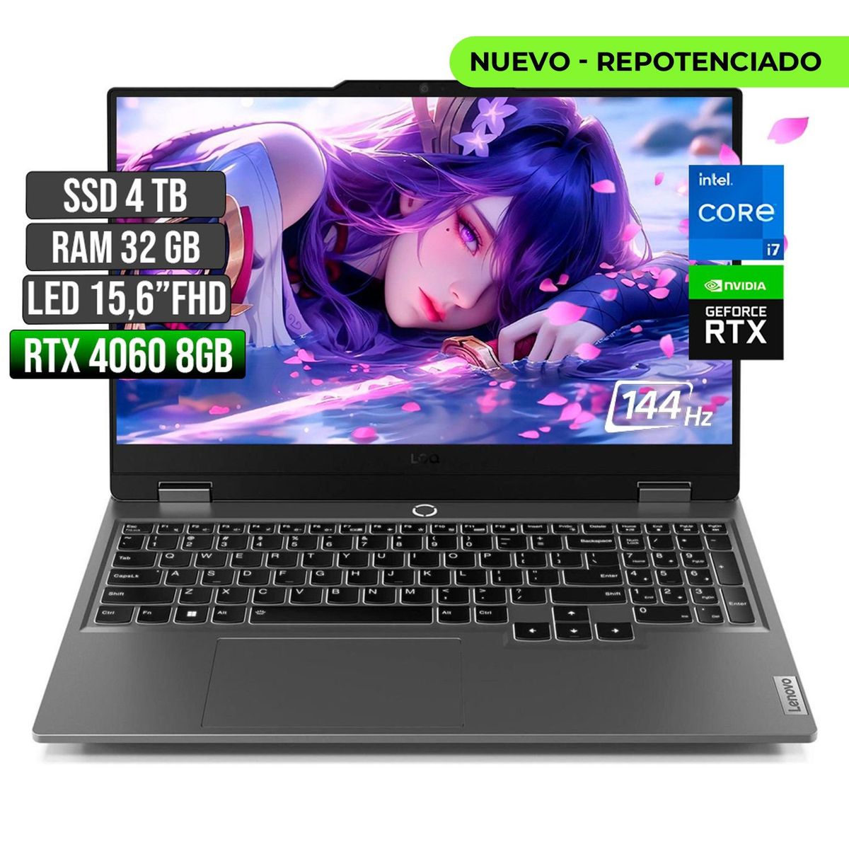 LENOVO - Portátil Gamer Lenovo Loq Intel Core I7 RTX 4060 32GB 4TB 15.6"