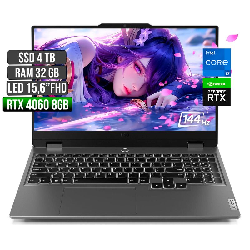 LENOVO - Portátil Gamer Lenovo Loq Intel Core I7 RTX 4060 32GB 4TB 15.6"