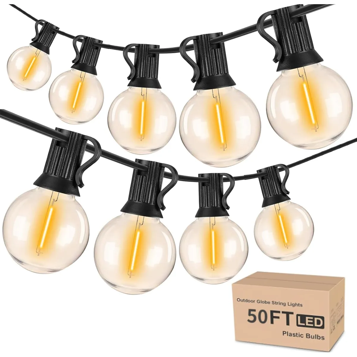 KOBALT - Tira de luces para exteriores,13 bombillas de globo - 8 Metros Guirnalda