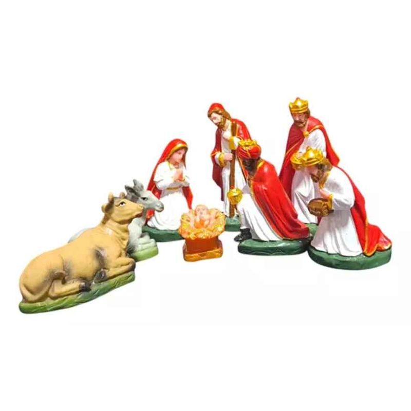 GENERICO - Figuras Pesebre Nacimiento Navidad En Caucho 16 Cm De 8pcs