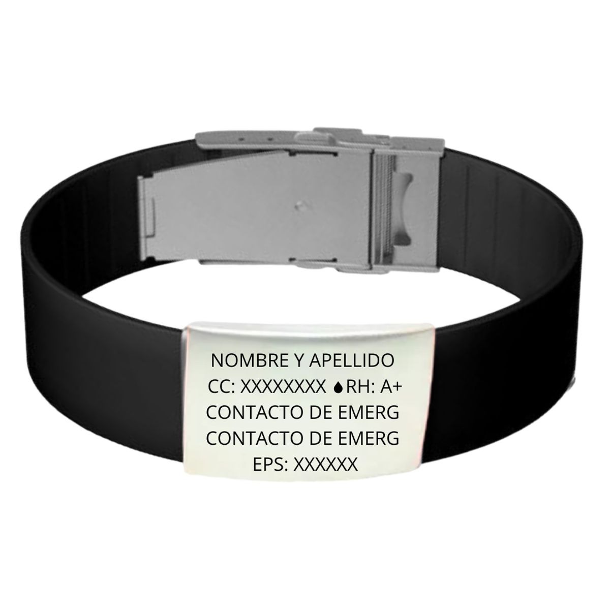 GENERICO - Pulseras Manillas De Identificación Personalizada Placa plateada