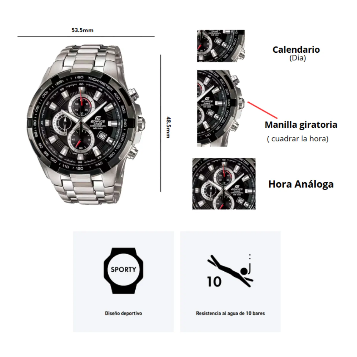 CASIO - Reloj Casio EF-539D-1A  Para Caballero Diseño Elegante