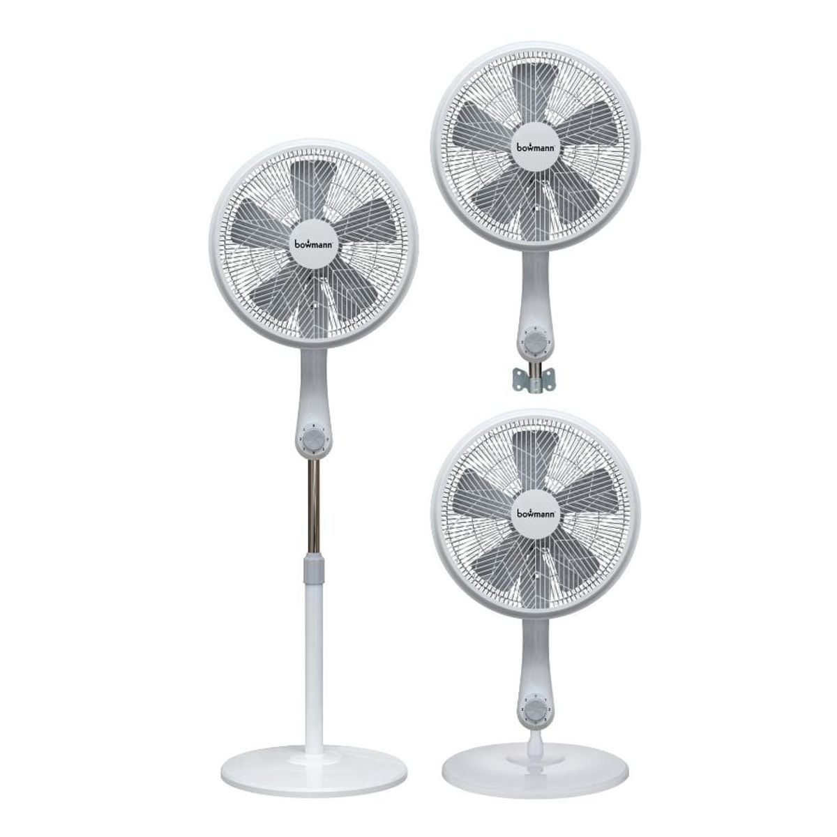 BOWMANN - Ventilador 3 en 1 16'' Pedestal Mesa Pared 65W 5 Aspas 3V Bowmann