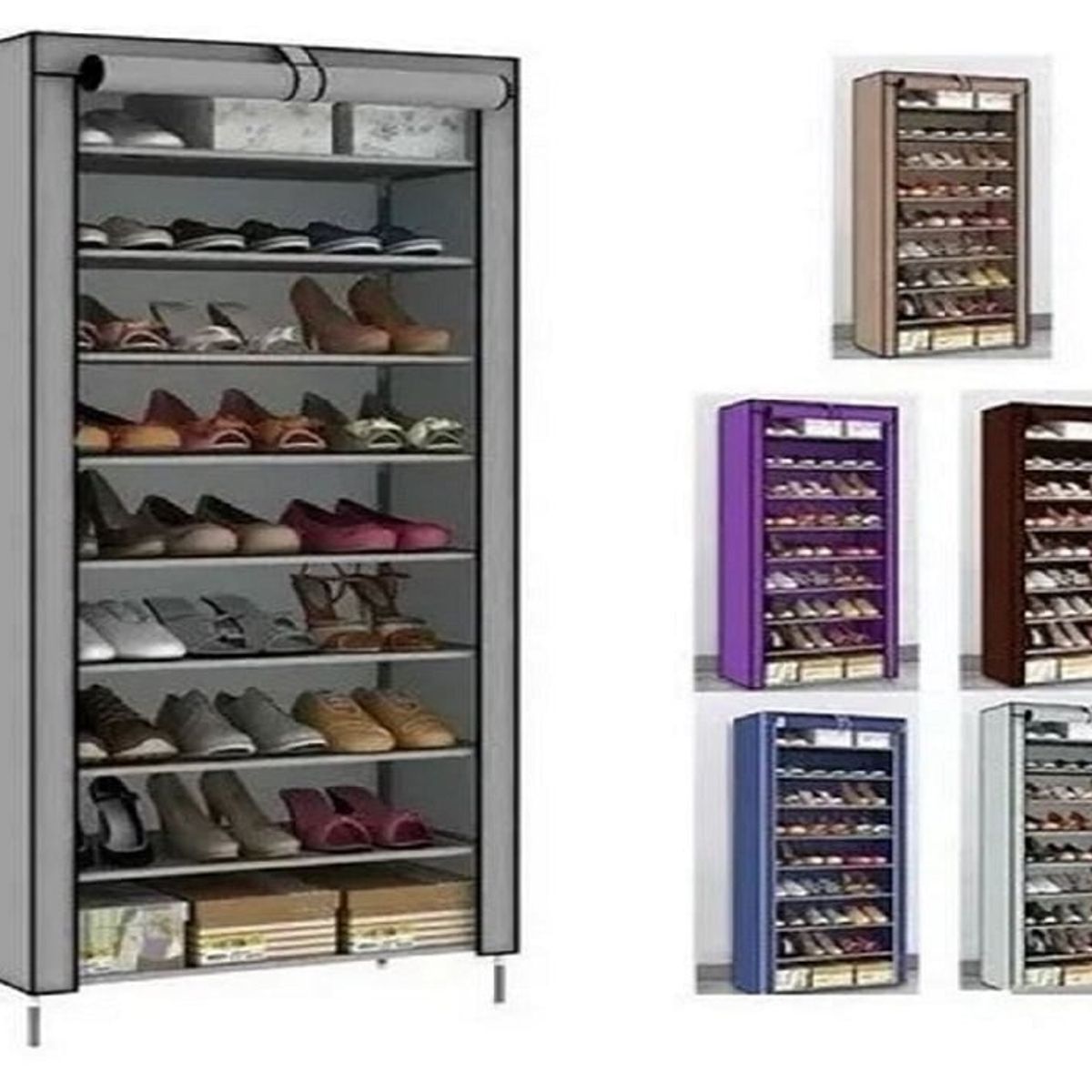 CHINA GLAZE - Organizador  Zapatos 9 Niveles 27 Pares Tela Color gris_.