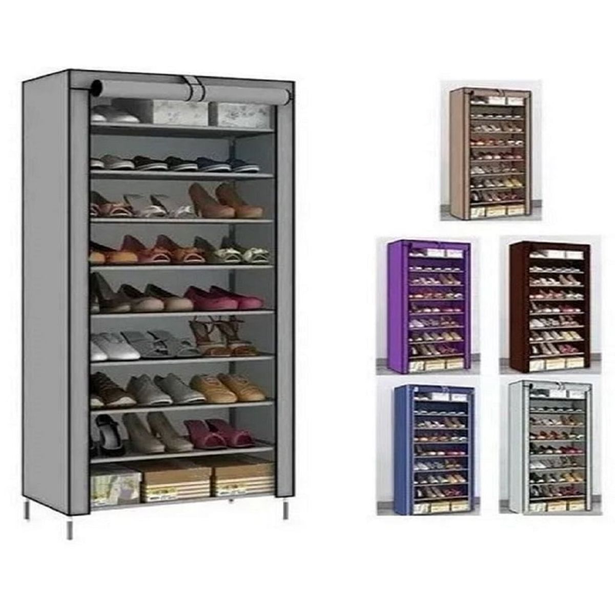 CHINA GLAZE - Organizador  Zapatos 9 Niveles 27 Pares Tela Color gris_.