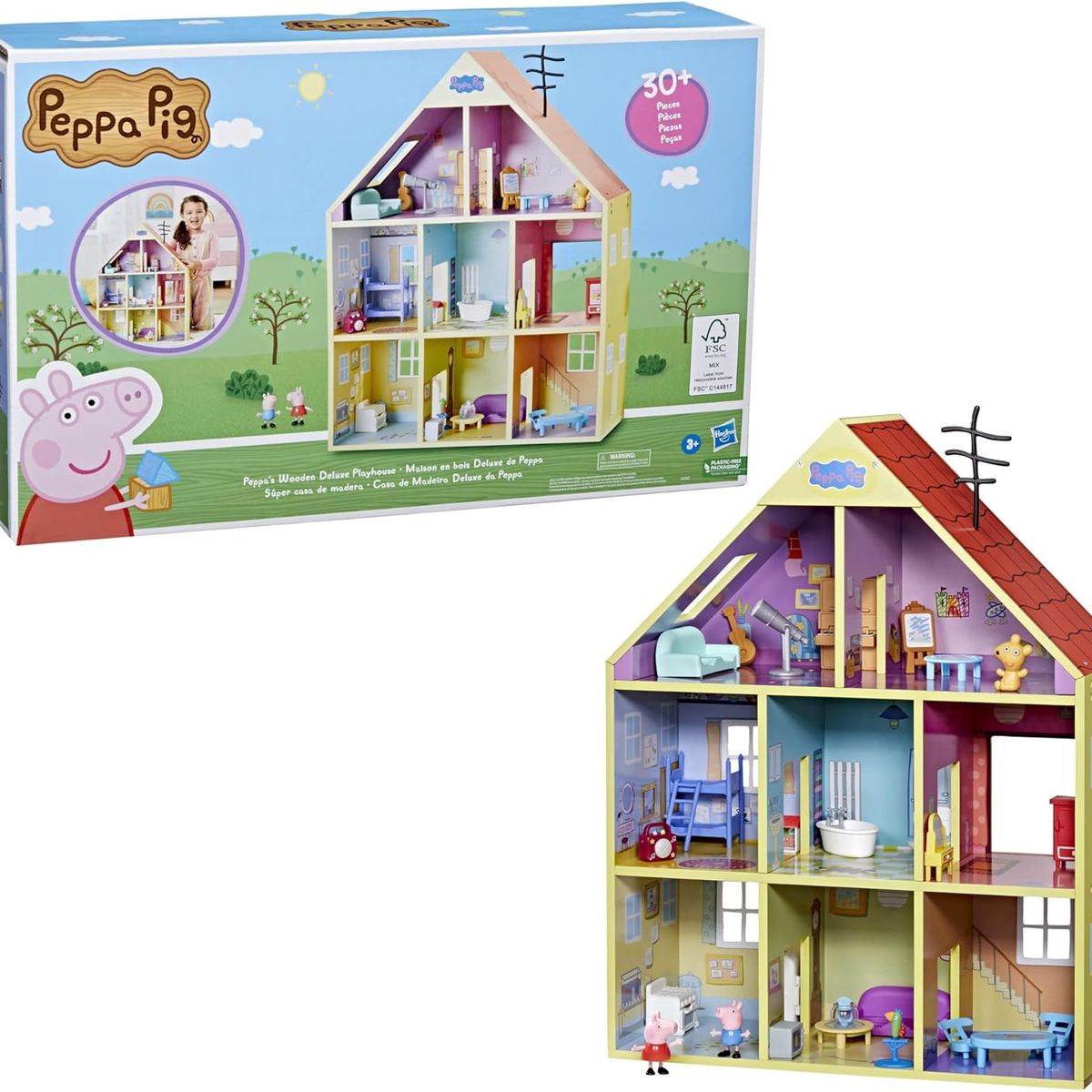 GENERICO - Peppa Pig Casa De Juegos De Madera + Accesorios