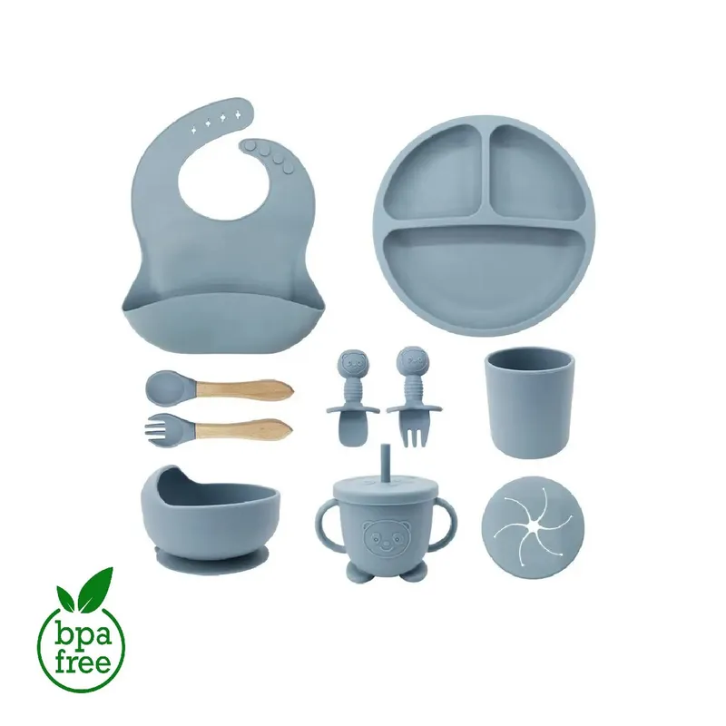 MUNDO BEBE - Set Vajilla Para Bebé 8 Piezas Silicona Libre BPA Elegante