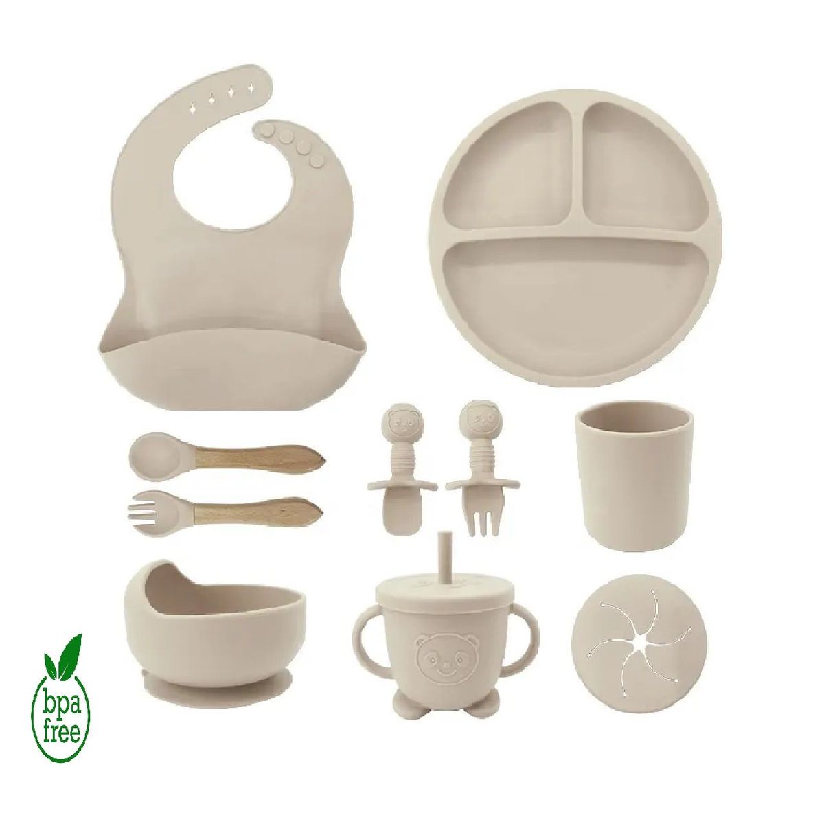 MUNDO BEBE - Set Vajilla Para Bebé 8 Piezas Silicona Libre BPA Elegante