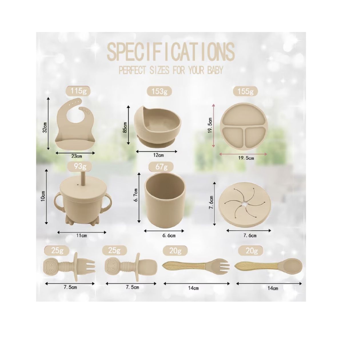 MUNDO BEBE - Set Vajilla Para Bebé 8 Piezas Silicona Libre BPA Elegante