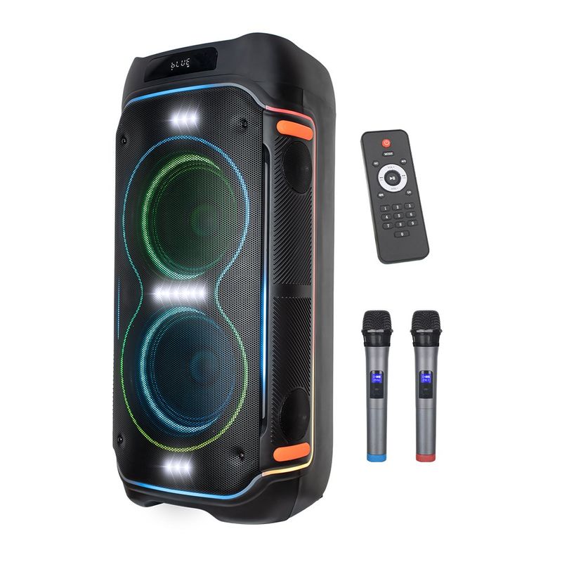 GENERICO - Cabina De Sonido Recargable 8 Pulgadas Doble Microfono Rgb 9000Pmpo