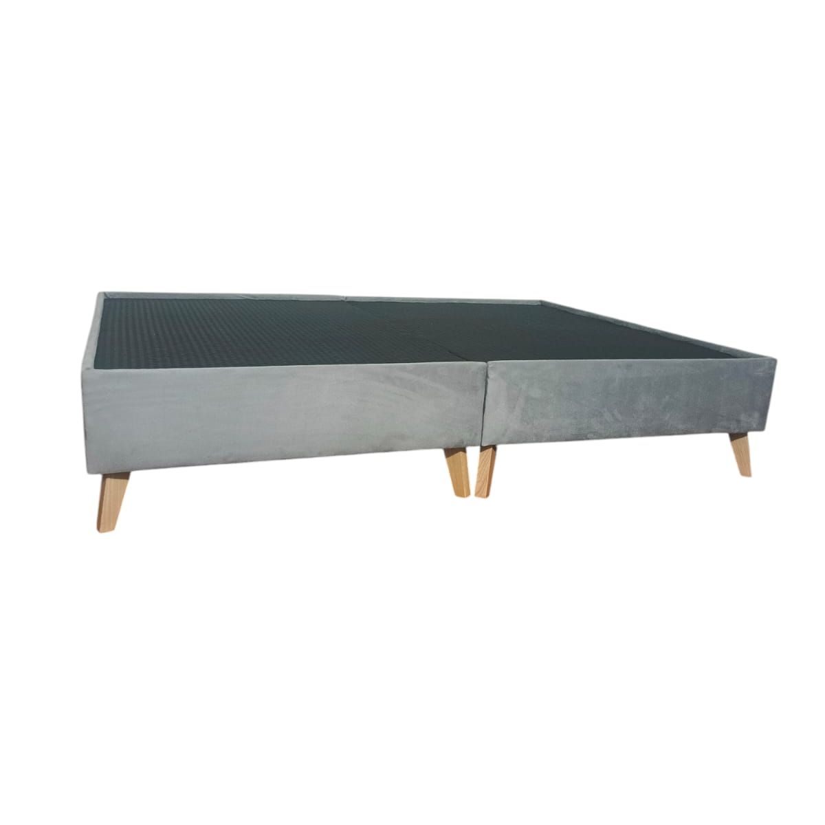 GENERICO - Base-cama dividida Gris de 140 pata de madera (cama Doble)